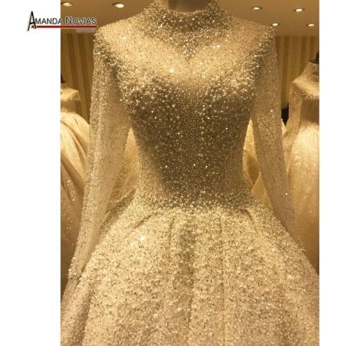 Bouquet wedding dress full beading luxury shinny bridal dress 2020
