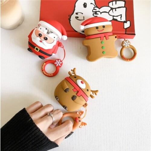 VNSTRIP Christmas Gift Caton tree silicon protective case with ring for Airpods Elk Gingerbread Santa GolvesPresent for kids
