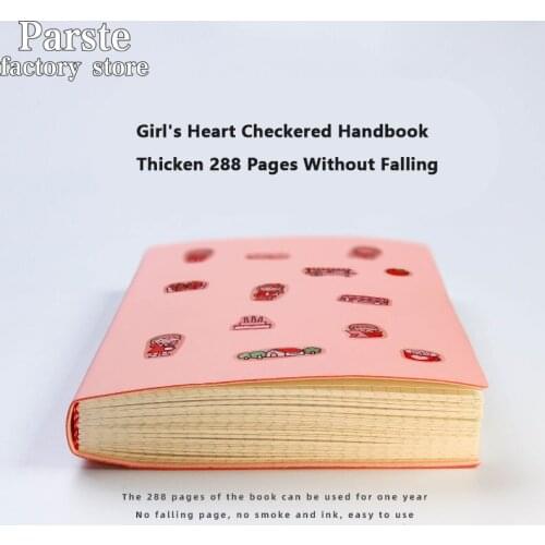 Cute Ins Wind Net Red Hand Book Girl Heart Square Line PU Leather Hand Book Diary Grid Notebook