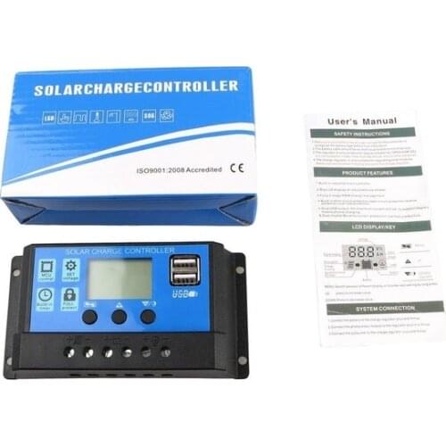 10A 20A 30A Solar Charge Controller 12V 24V Auto PWM 5V Output Solar Cell Panel Regulator PV Home Battery Charger