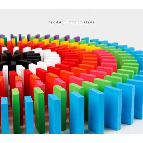 100/300/500pcs Children Color Sort Rainbow Wood Domino Blocks Kits Kid Dominoes Games Educational Toys Gift
