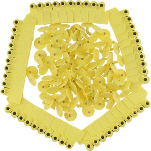 100 Pcs Large Blank Livestock Ear Tags for Pig Cow Cattle Goat Sheep Yellow