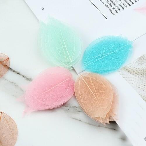 100pcs Skeleton Leaves Book Mark Craft Accessorie Vein DIY Scrapbooking Decor Dried Artificial Leaf For Decoration Supply
