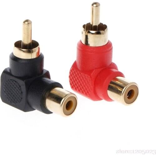 2 Pcs RCA Connector Plug Adapters Male to Female 90 Degree Right Angle M/F Gold Plated Connector