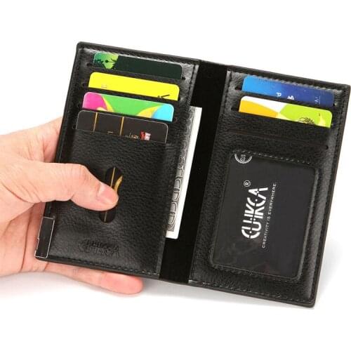 2021 Litchi Pattern Pu mens business certificate multi Card Wallet vertical multi-functional mens wallet card bag