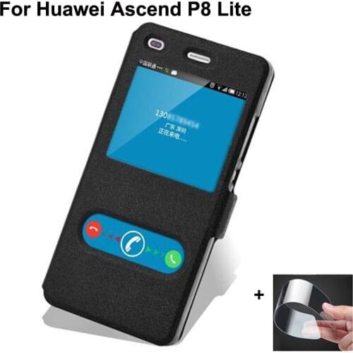 5.0" Open window phone case For Huawei P8lite case ALE-TL00 CL00 UL00 Back Cover For Huawei Ascend P8 Lite flip leather Case