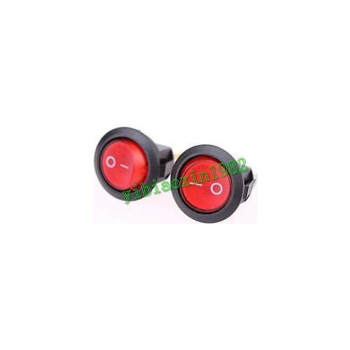 50Pcs x Red Light Illuminated 2 Position ON-OFF SPST Round Boat Rocker Switch 3