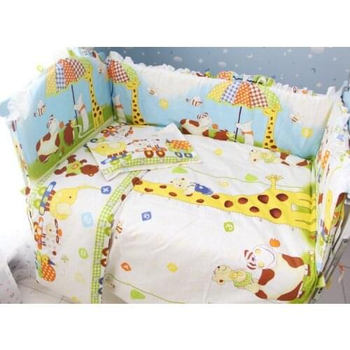 7pcs Baby bedding sets paracolpi lettino unisex bumper, custom bedding (4bumper+duvet+matress+pillow)
