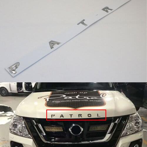 ABS Chrome Silver Car Front Hood Patrol Emblem Logo Sticker 3D Letters Badge Decal For Nissan Patrol Y62 2013-2017