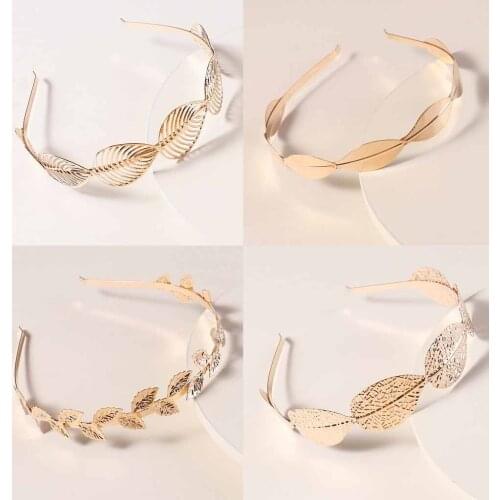 Western Fashion Ladies Retro Style Hair Accessories Pearl Flower Wedding Metal Gold Leaves Butterfly Hair Headbands Girls Bride