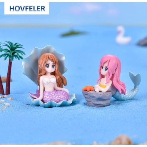 HOVFELER Aquarium Shell Fish Tank Cute Little Mermaid Ornament Desk Decoration Miniature Accessories Pet Gifts
