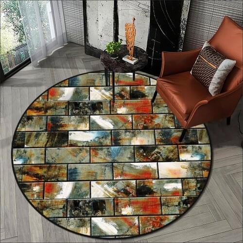 Colorful living room carpet kitchen round carpet room carpet checkered grey blue orange anti allergic high quality Free Shipping