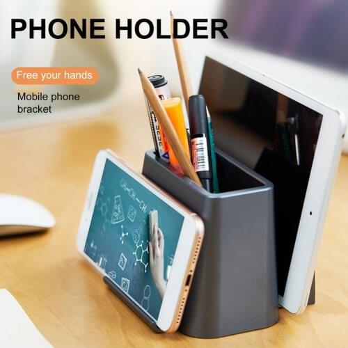 Extend-retract Design Pencil Storage Phone Holder Space Saving ABS Student Stationery Table Storage Case for Office Home