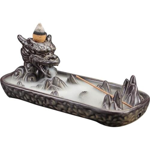 Dragon Pond Incense Stick Burners Holder Ash Catcher Backflow Smoke Censer Home Ornament A1