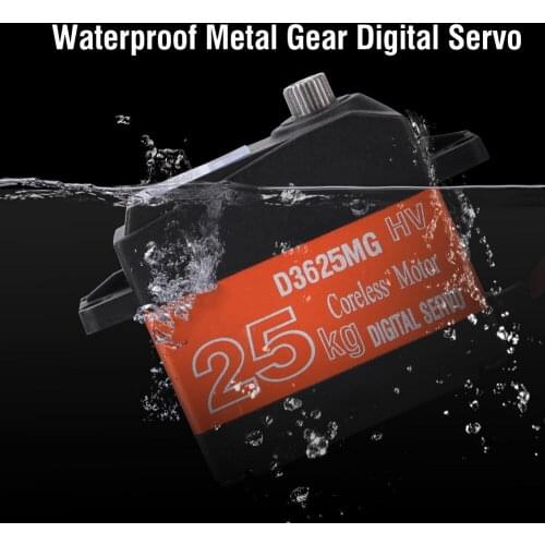HDKJ D3625 Waterproof Servo Metal Gear Digital Servo 180 Degree 25KG High Torque Servos for RC Model Car Speed Boats Spare Part