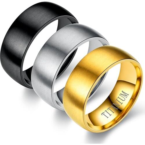 AsJerlya New Black Men Ring 100% Titanium Carbide Mens Jewelry Wedding Bands Classic Boyfriend Gift 8mm Black Ring Women Men