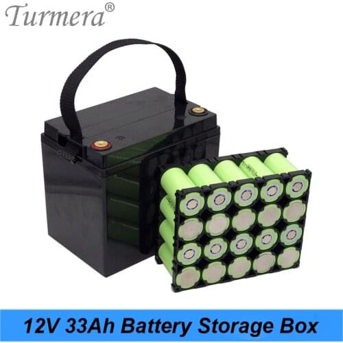 Turmera 12V 33A Battery Storage Box with 4S 100A Balance BMS Nickel 4X5 32700 Lifepo4 Battery Holder for UPS or Solor System Use
