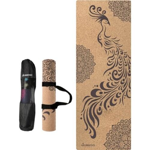 5mm Natural rubber cork yoga mat environmental position line yoga fitness mat