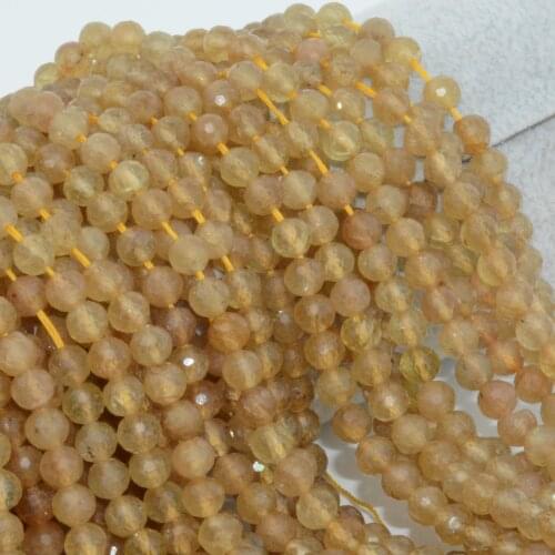 Natural Yellow Apatite Faceted Round Beads 5.5mm