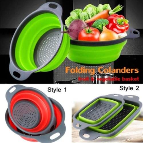 Kitchen Collapsible Silicone Colander Fruit Vegetable Strainer Vegetable Washing Basket Fruit Basket Drain Basket Kitchen Tools