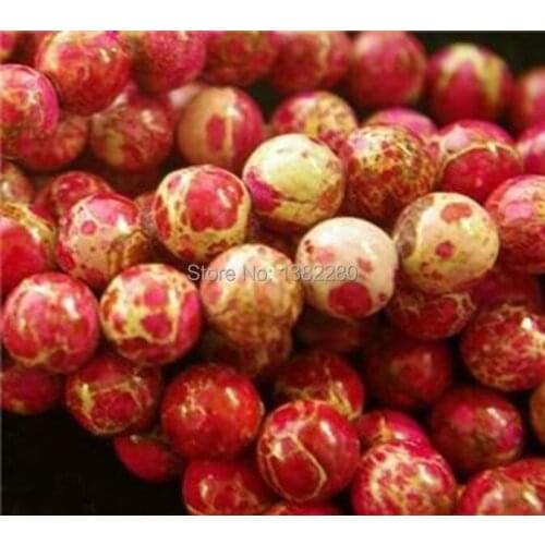 Fashion jewelry DIY handmade 8mm Red Sea Sediment chalcedony Round Loose Beads 15 inches JT5150 The charming girl