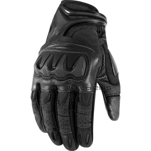 Motorcycle Leather Mesh Summer Gloves Motorbike Guantes Motor Scooter Street Moto Riding Black Luvas Mens