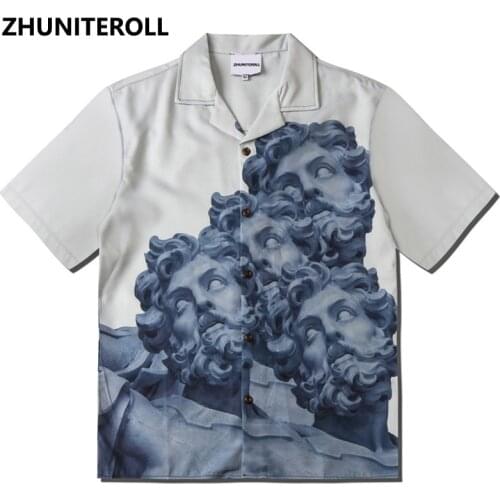 2021 Hip Hop Men Shirt Hawaiian Oil Painting Print Shirts Streetwear Mens Harajuku Beach Shirt Casual Shirt Button Tops Couple