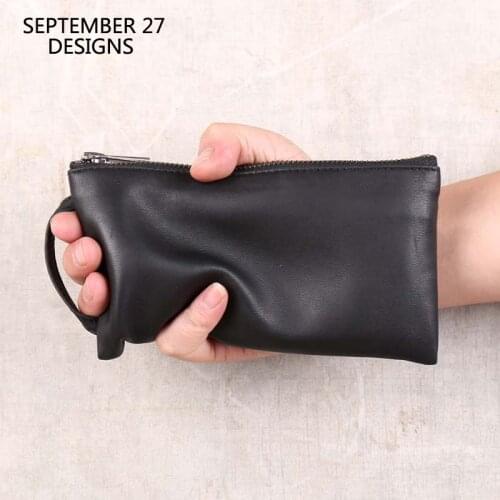 Wallets Men First Layer Leather Sheepskin Luxury Women Long Purses Slim Clutch Wallets Casual Money Bag Phone Purse Change Bag