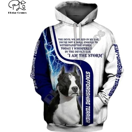Mens Staffordshire terriers Dogs 3d print hoodies autumn long sleeve Sweatshirts women pullover tracksuit hood hoody outwear
