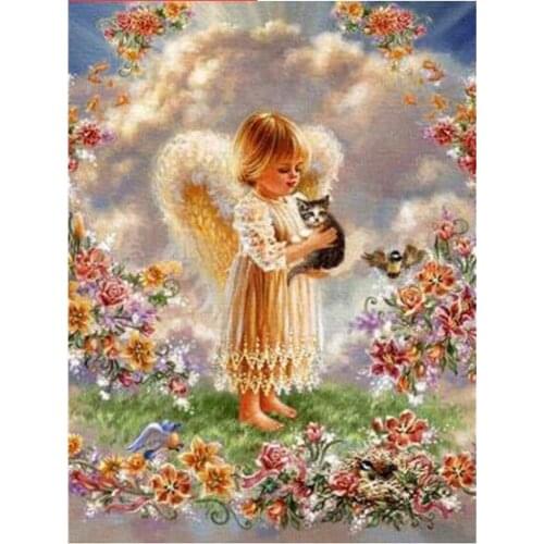 Angel Religion DIY 11CT Cross Stitch Embroidery Kits Needlework Craft Set Cotton Thread Printed Canvas Home Dropshipping