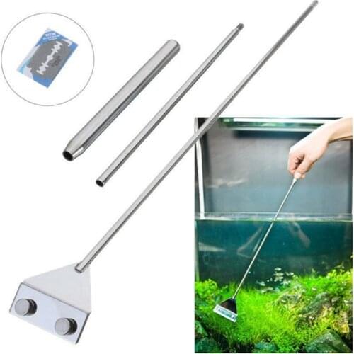 Stainless Steel Aquarium Fish Tank Algae Razor Scraper Blade Aquatic Water Live Plant Grass Cleaning Multi-Tool Cleaner Kit Set