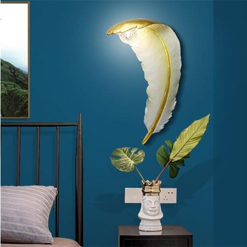 Retro Feather Resin Wall Lamps Living Room Luxury Art Deco Hotel Corridor Aisle Restaurant Kitchen Stairs Beroom Wall Lights G4