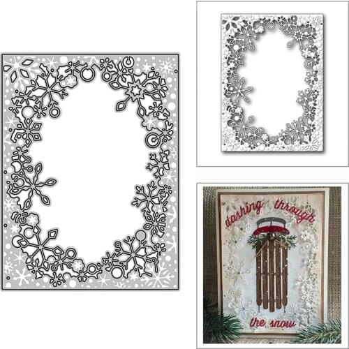 New Snowflake Lace Rectangle Frame 2020 Metal Cutting Dies for DIY Scrapbooking Decor and Card Making Embossing Craft No Stamps