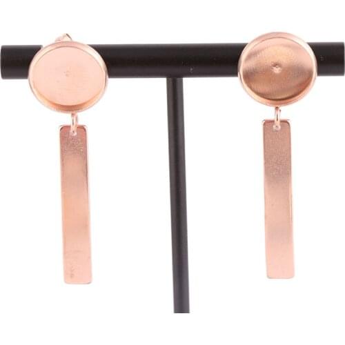 Onwear 3pairs rose gold plated stainless steel stud earring base findings 12mm blank cabochon bezel settings diy jewely findings