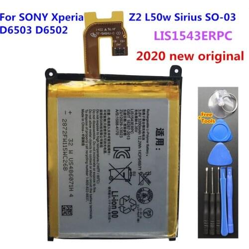 Original Replacement Battery For SONY Xperia Z2 L50w Sirius SO-03 D6503 D6502 LIS1543ERPC Cell Phone Battery 3200mAh