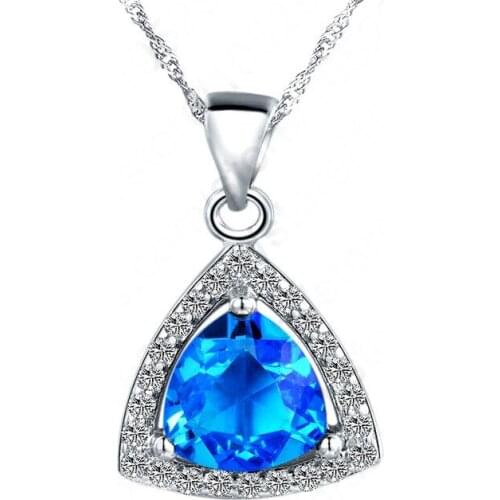 High quality 1/PCS Fast Shipping 925 Sterling Silver Necklace For Women Gift 3 Color CZ Stone Pendant Necklace