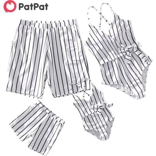 PatPat 2021 New Summer Striped Print Matching Swimsuits for Family