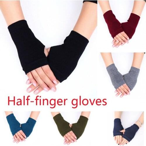 Combed Cotton Leaky Finger Gloves Fingerless Gloves Knitted Half Finger Gloves Short Male Female Student Cycling Gloves Winter