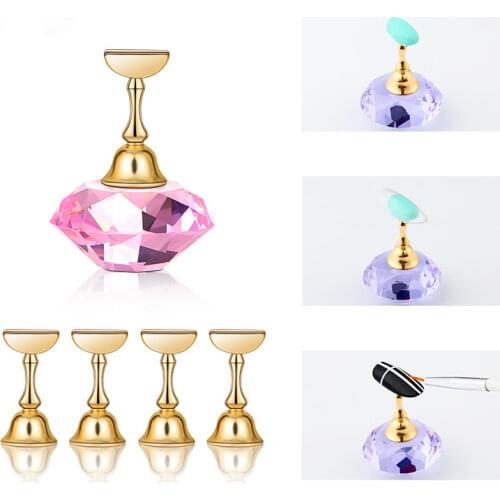 Crystal Nail Art Practice Display Stand Metal Alloy False Nail Holder UV Gel Polish Showing Shelf DIY Training Support Base