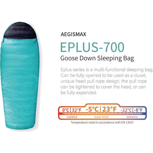 AEGISMAX EPLUS 700 Series Outdoor Camping Envelope White Goose Down Splicable Sleeping Bag