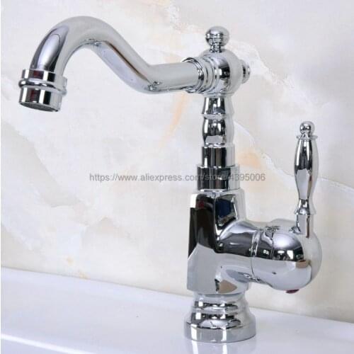 Polished Chrome Basin Faucet Swivel Spout Vessel Sink Bathroom Faucet Vanity Lavatory Mixer Taps Bnf926