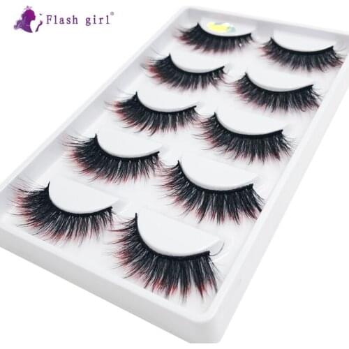 Flash Girl Colorful Eyelashes In Bulk E04 Cruelty Free Reusable Eyelash Extension Natural Volume Soft Fake Eye Lashes