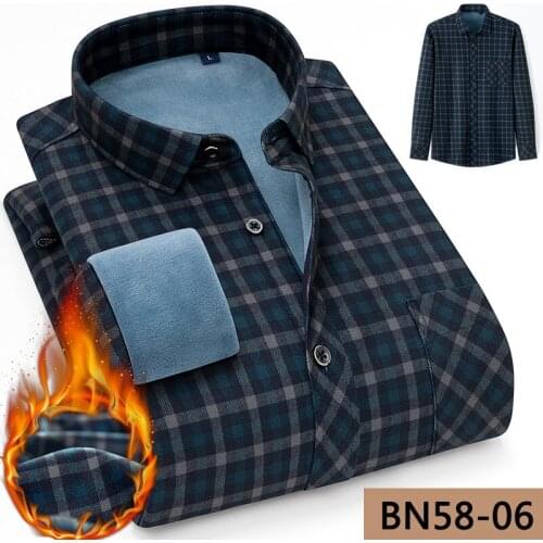 Plaid shirt men Brand Plus velvet thickening warm winter shirts Business casual quality shirts for men