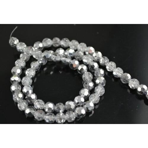 Silver Color Half Plating Faceted Round Beads New Arrival Cheap Crystal Glass Round Beads 20pc/lot #8