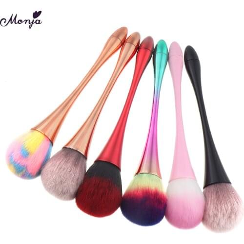 Monja Metal Handle Nail Dust Brush Acrylic UV Gel Powder Cleaner Cleaning Remove Pen Home DIY Manicure Tool
