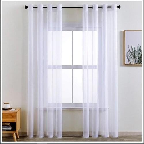 Modern Plain White Sheer Curtains for Living Room Bedroom Voile Tulle Window Curtains for Kitchen High Quality