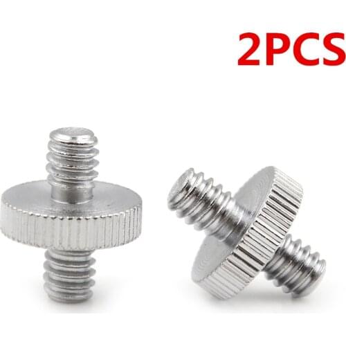 2PCS Stainless Steel 1/4" 1/4" Male To 1/4" Male Threaded Screw Adapter Threaded Screw Photo Accessories