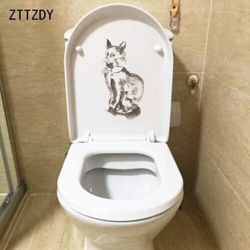 ZTTZDY 12.6*23.3CM Personal Cat Living Room Home Decor Toilet Sticker Art Wall Decal T3-0393