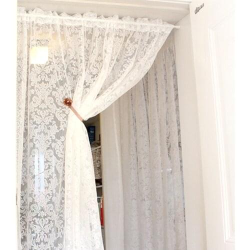 1PC Rod Pocket Hollow out White Lace curtains for Living Room Door Curtains Tulle Kitchen Entrance Partition Sheer Yarn *NT