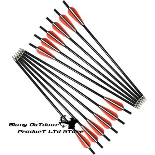 12X Fiberglass Arrow Crossbow Bolts 8mm Youth 3" Plastic Vane Flat Nock Screw Point Archery Bow Outdoor Free Shipping Hunting